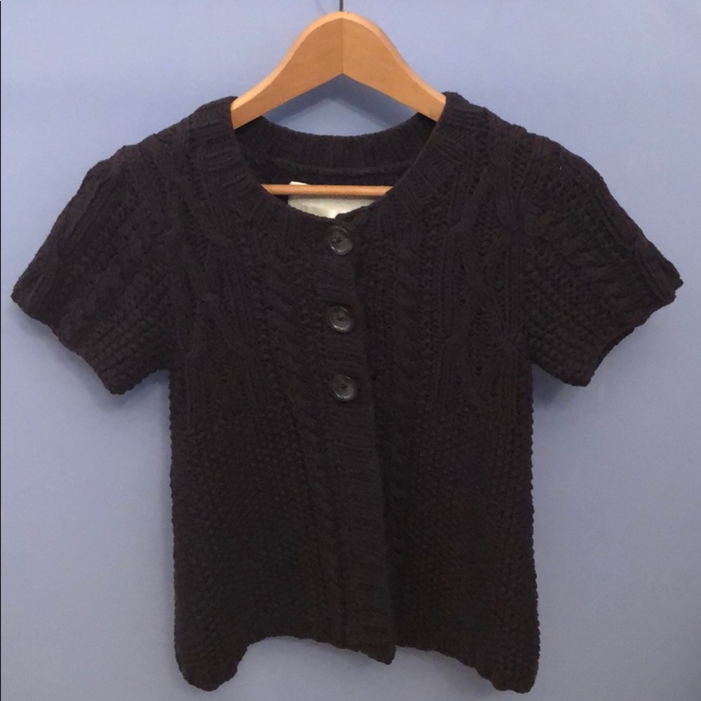 Kaisely Chunky Short Sleeve Cardigan Sweater-M